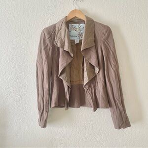 Anthropologie Tabitha Tan Ruffle Front Tencel Silk Womens Blazer